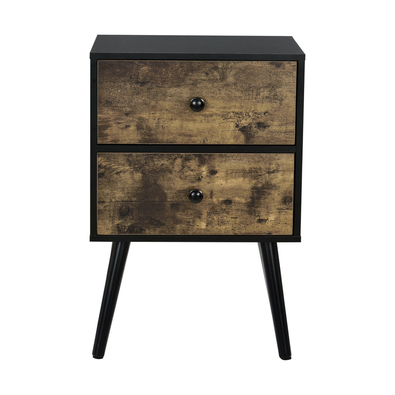 Szkic wymiarowy Stolik nocny 60 x 40 x 29,5 cm retro design kolory drewna ABNN-0563 en.casa