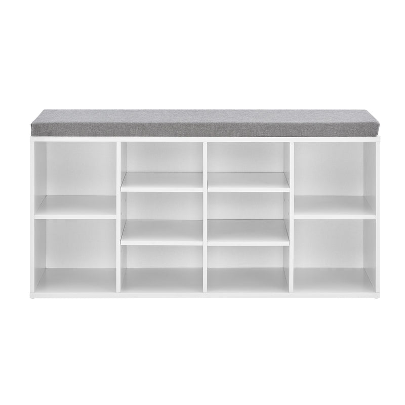 Szkic wymiarowy Regał na buty Ymir 103x30x48 cm 10 półek Ławka biały/szary en.casa