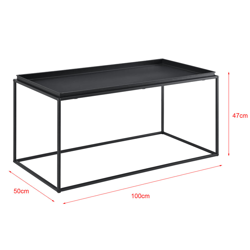 Szkic wymiarowy Stolik kawowy Nyker 47x100x50 cm industrialny design czarny en.casa