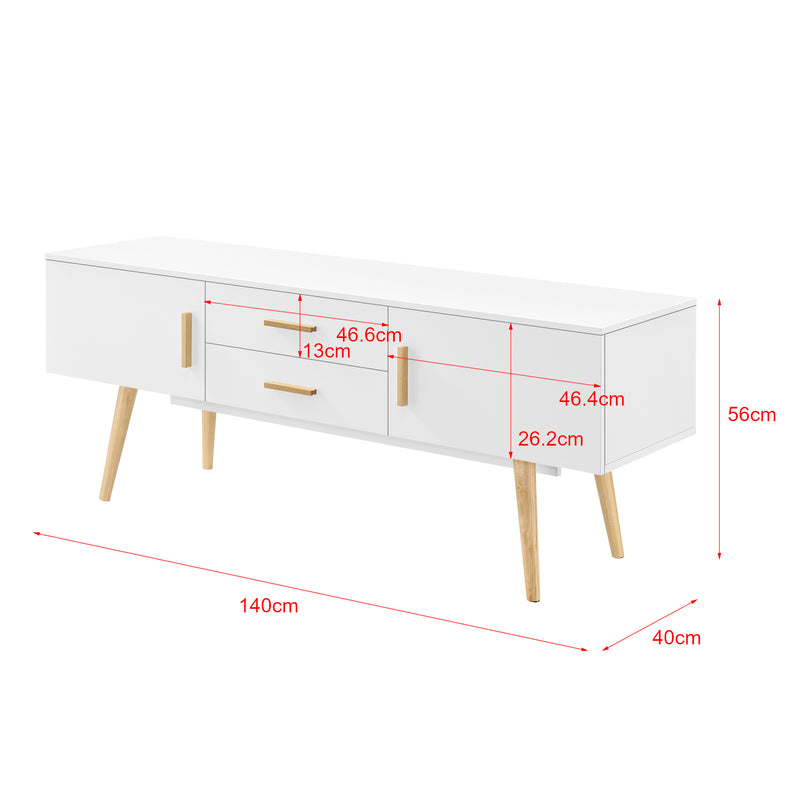 Szkic wymiarowy Stolik TV Alavus 140x40x56 cm różne kolory kolory en.casa