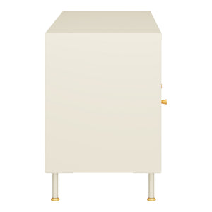Szafka pod TV Lindau stal 120x40x59 cm kremowa biel [en.casa]