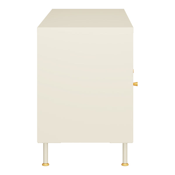 Szafka pod TV Lindau stal 120x40x59 cm kremowa biel [en.casa]