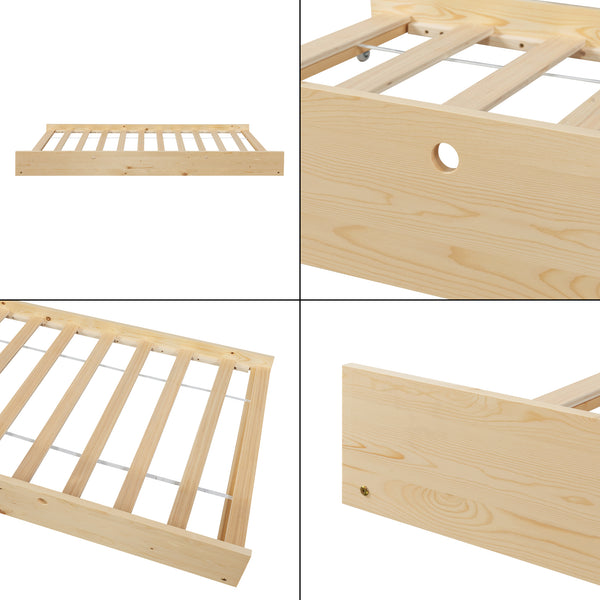 Łóżko domowe Sodankylä z wysuwanym łóżkiem i 2 materacami 90x200cm [en.casa]