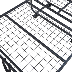 Metalowe łóżko składane Lustendi z materacem 200x90cm czarny/dąb [en.casa]