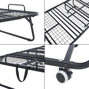 Metalowe łóżko składane Borjavle z materacem 200x90cm czarne [en.casa]