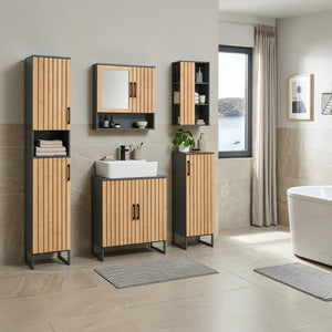 Szafka wisząca Svanes 60x30x20 cm Ciemnoszary/Naturalny [en.casa]
