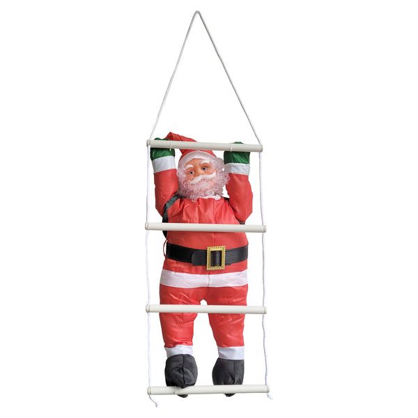 [en.casa]® Mikołaj na drabinie dekoracja świąteczna 90 cm