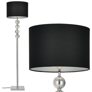 [lux.pro]® Lampa stojąca - Spheridern 1 x E 27 - 60W - chrom/czarna
