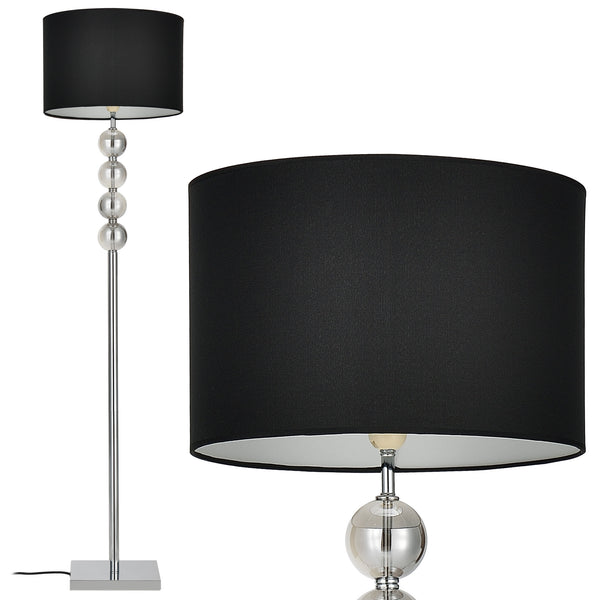 [lux.pro]® Lampa stojąca - Spheridern 1 x E 27 - 60W - chrom/czarna