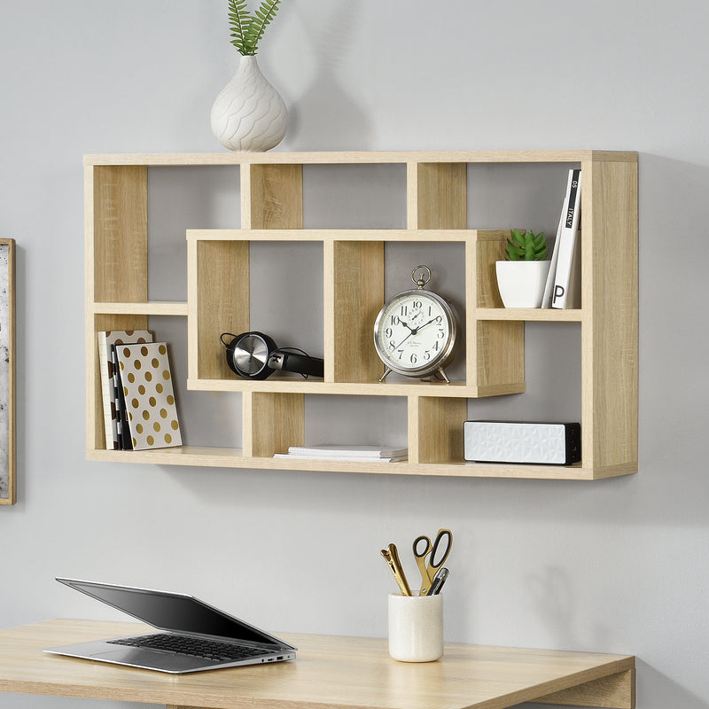Szkic wymiarowy [en.casa]® Regał półka ścienna z przegródkami 85x47,5x16 cm