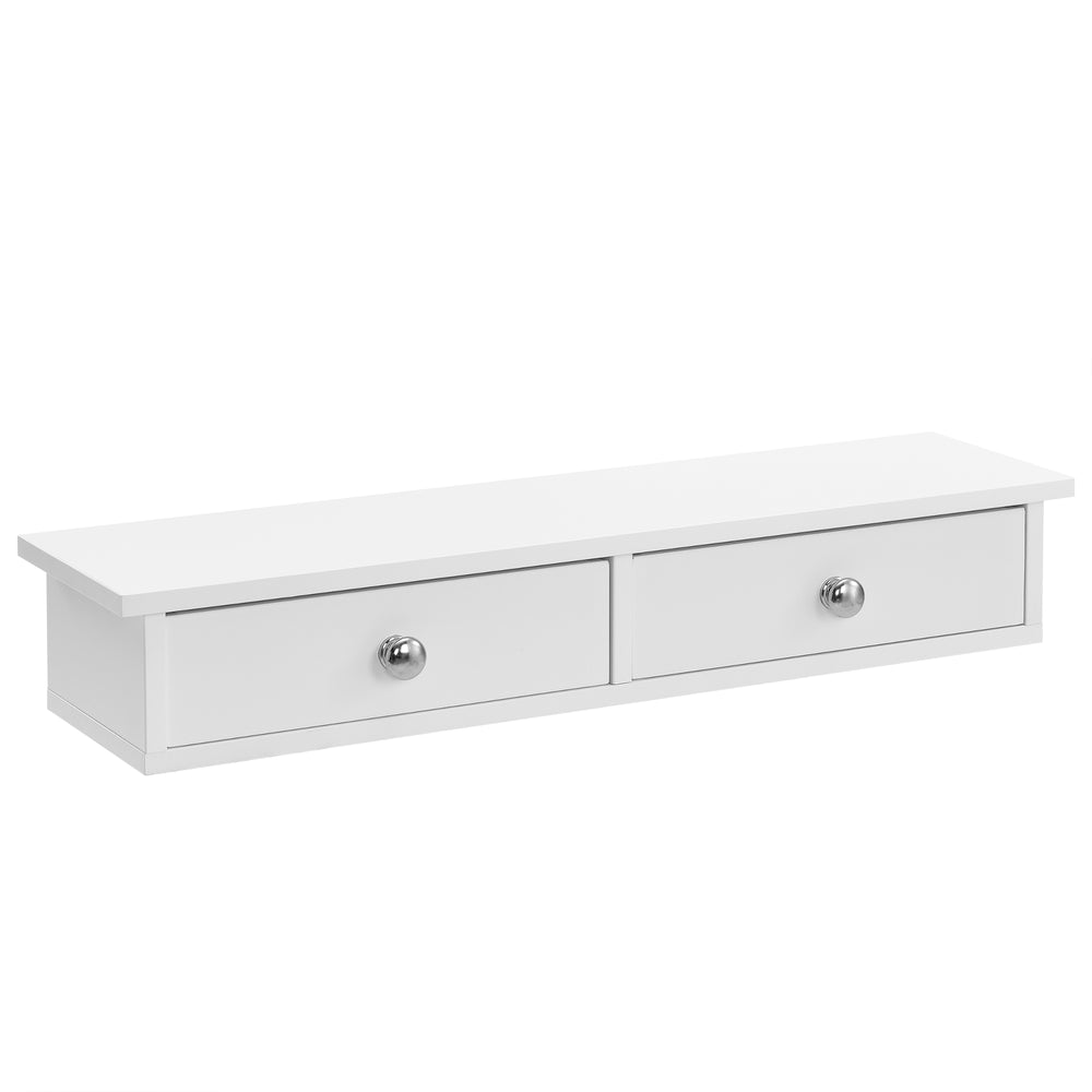 Półka ścienna Geeste 60x15x10 cm z 2 szufladami biała [en.casa] - premiumXL