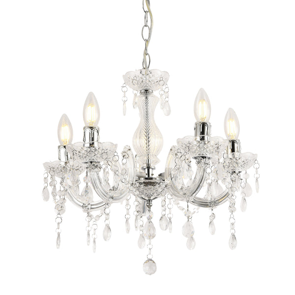 Żyrandol Weimar 5x E14 Ø35 x 145 cm kryształ/biały lux.pro