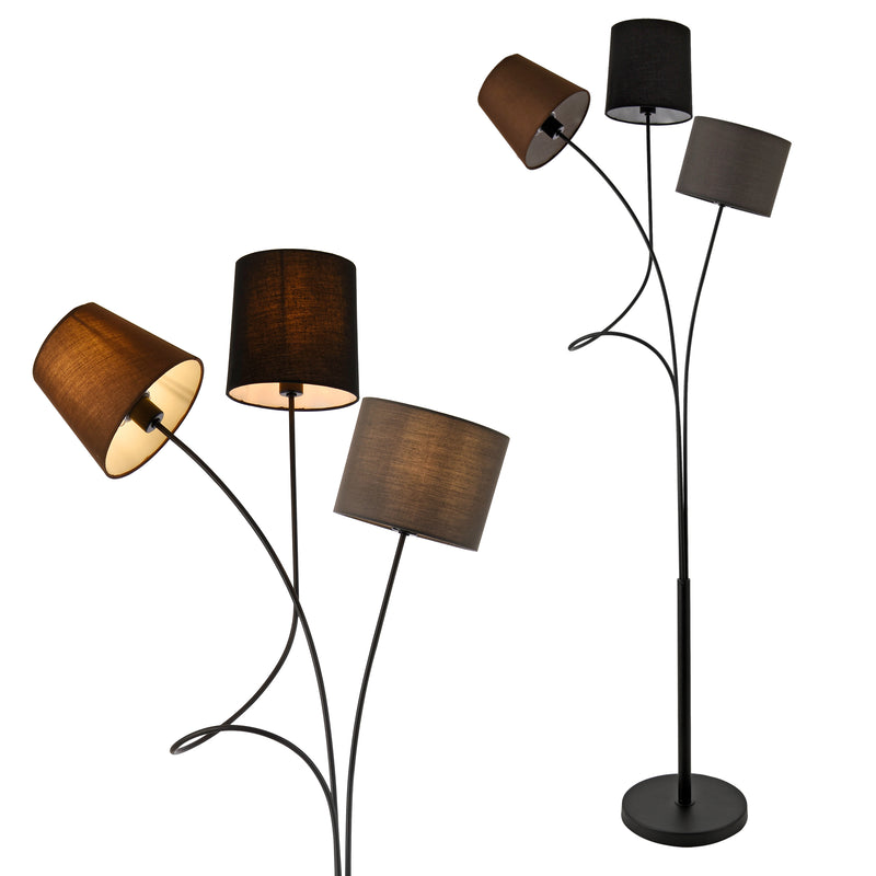 Szkic wymiarowy Lampa podłogowa Treviso 146 cm 3 żarówki E14 Max. 40W Metal Wielokolorowy lux.pro
