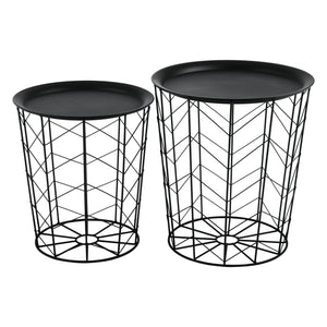 Zestaw 2 metalowych stolików bocznych Cerisey Black en.casa