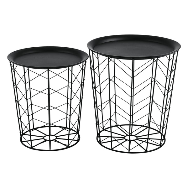 Zestaw 2 metalowych stolików bocznych Cerisey Black en.casa