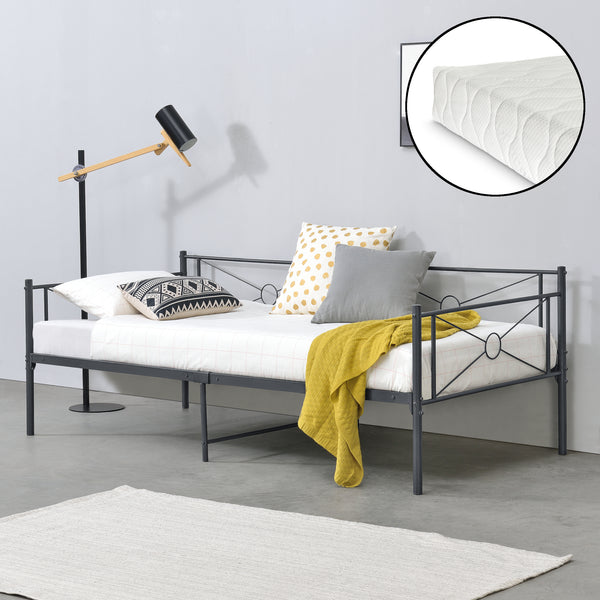 Łóżko metalowe Alvesta 90x200 cm z materacem z zimnej pianki w różnych kolorach Colours en.casa
