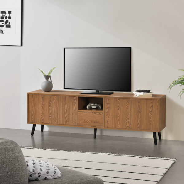 Stolik pod telewizor Hedemora 140x30x455 cm Ciemne drewno en.casa