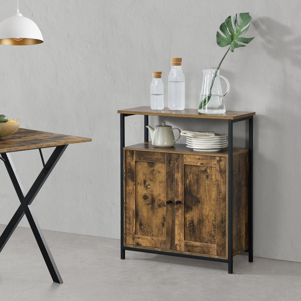 Stolik boczny Aremark 79x60x30cm z szafkami Ciemny odcień drewna [en.casa] - premiumXL