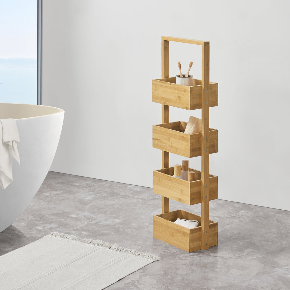 Regał łazienkowy Bardu z 4 półkami 28x16x88cm bambus [en.casa] - premiumXL