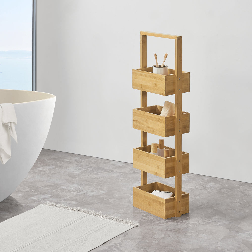 Regał łazienkowy Bardu z 4 półkami 28x16x88cm bambus [en.casa] - premiumXL