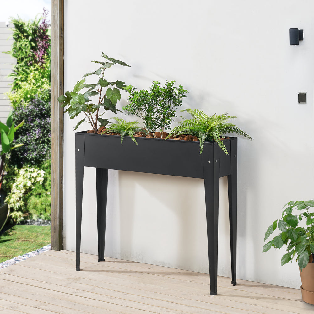 Podwyższona grządka Lelystad 98x25x82cm stal antracyt [en.casa] - premiumXL