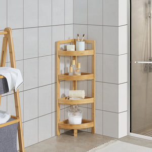 Bambusowa półka łazienkowa Lestijärvi półka narożna z 4 półkami 80x23x23cm [en.casa]