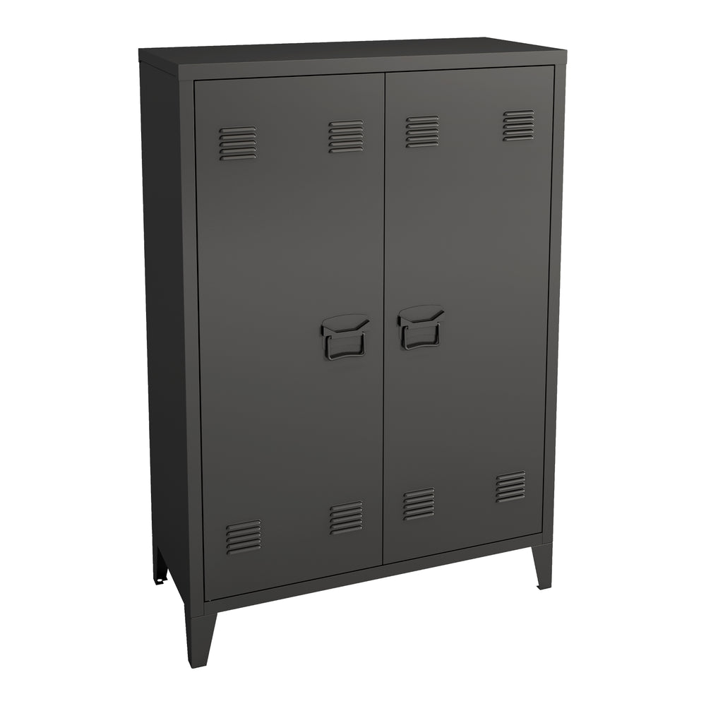 Metalowa szafka Oripää 110x75x33 cm czarna [en.casa]