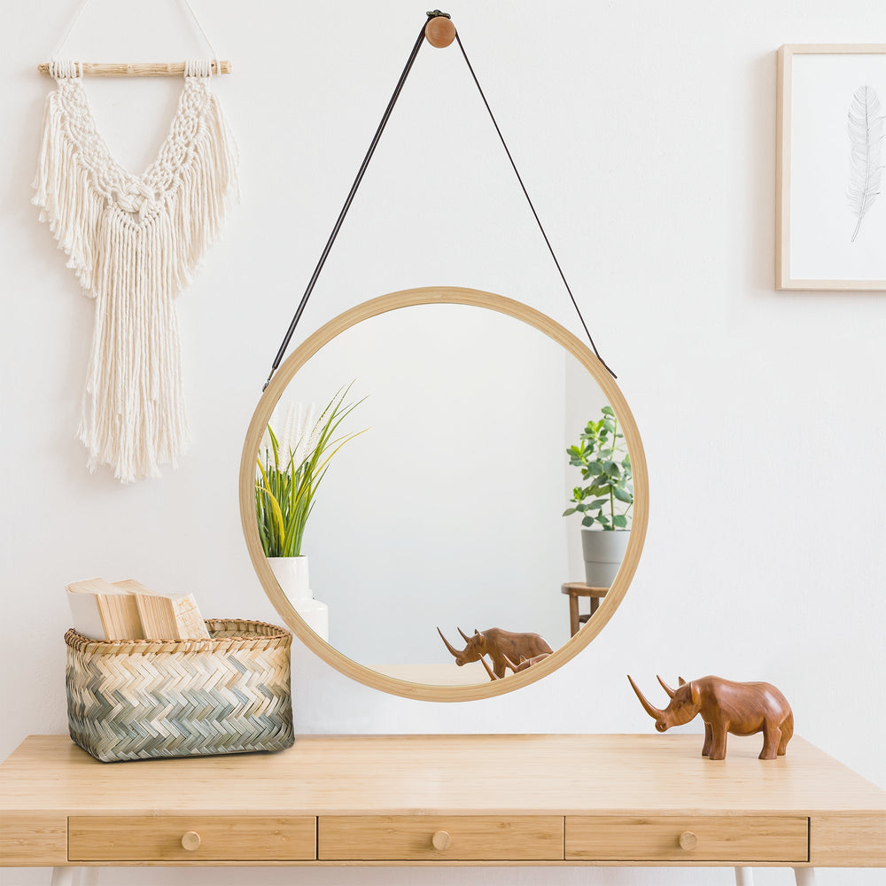 Lustro ścienne z bambusa Bykle okrągłe 38 cm [en.casa] - premiumXL