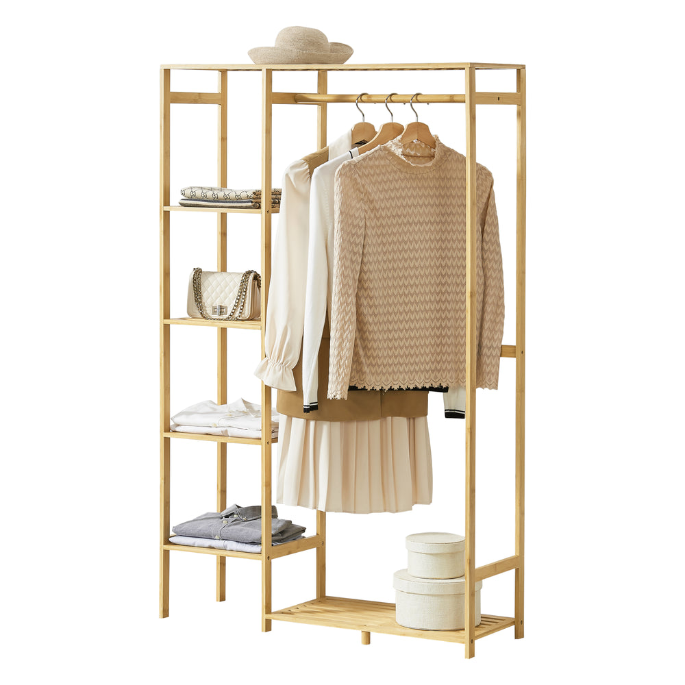 Wieszak na ubrania Eurajoki 139x100x40 cm bambus naturalny [en.casa] - premiumXL