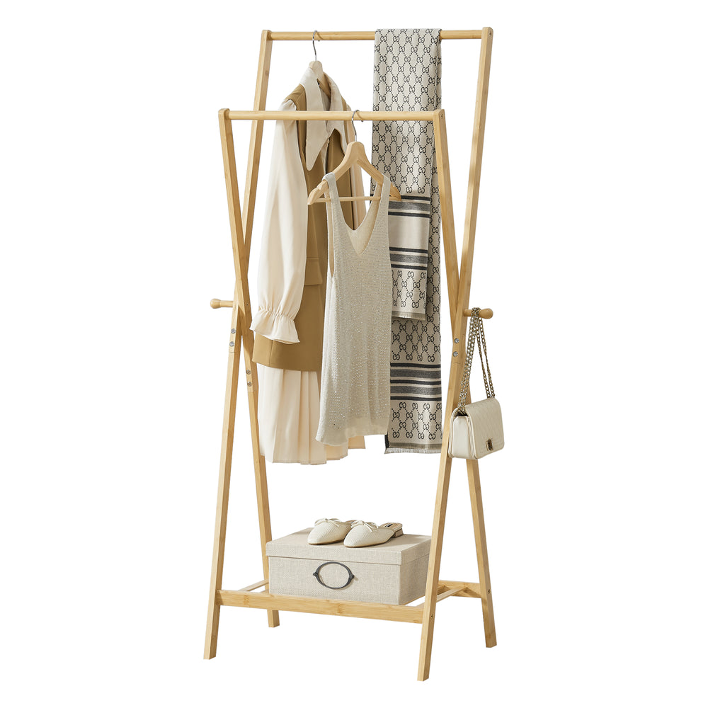 Wieszak na ubrania Keitele 150 x 60 x 42 cm bambus naturalny [en.casa] - premiumXL