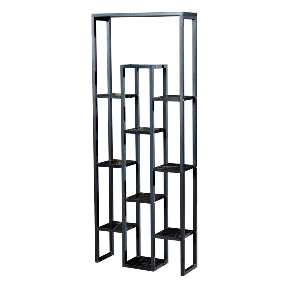 Regał na rośliny Blaavandshuk 150 x 60 x 19 cm czarny / marmurowy wygląd [en.casa] - premiumXL