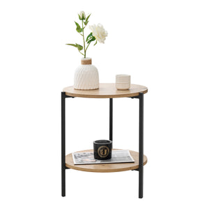 Stolik boczny Kuopio 50xØ40cm czarny/drewniany [en.casa]