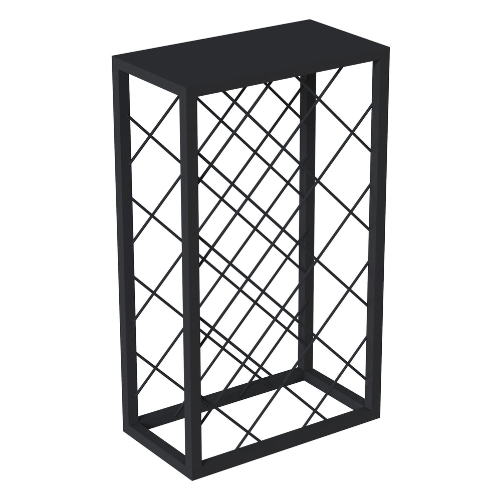 Regał na wino Amasia z metalu 74x45x22 cm czarny [en.casa] - premiumXL