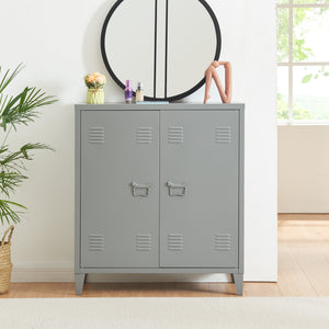 Metalowa szafka Oripää 90x80x33 cm ciemnoszara [en.casa]