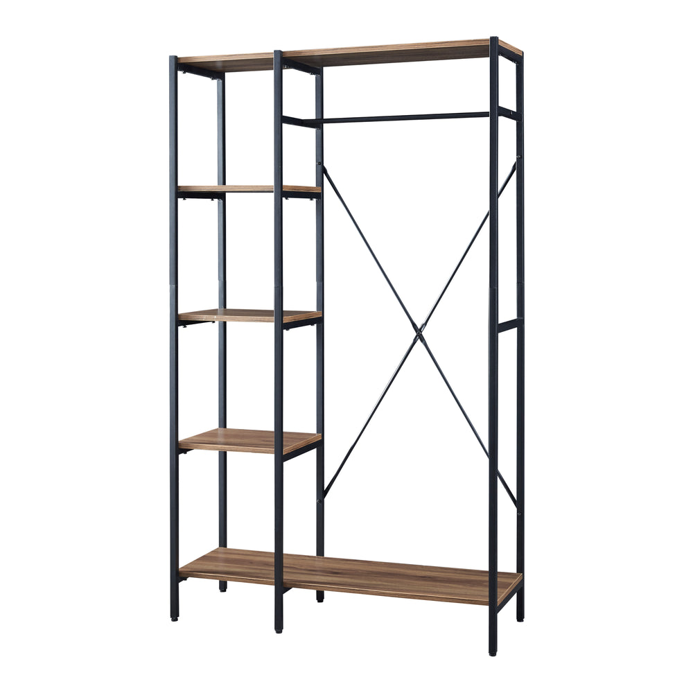 Wieszak na ubrania Hvidovre 170x100x35 cm czarny/kolor drewna [en.casa] - premiumXL