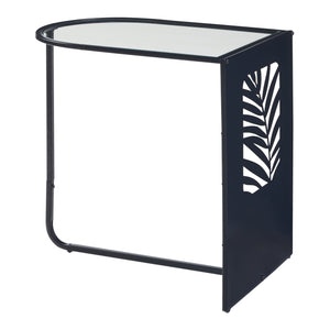 Stolik boczny Ulvik 50x50x35cm wykonany z metalu i szkła czarny [en.casa]