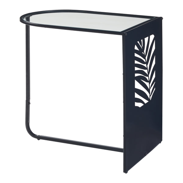 Stolik boczny Ulvik 50x50x35cm wykonany z metalu i szkła czarny [en.casa]