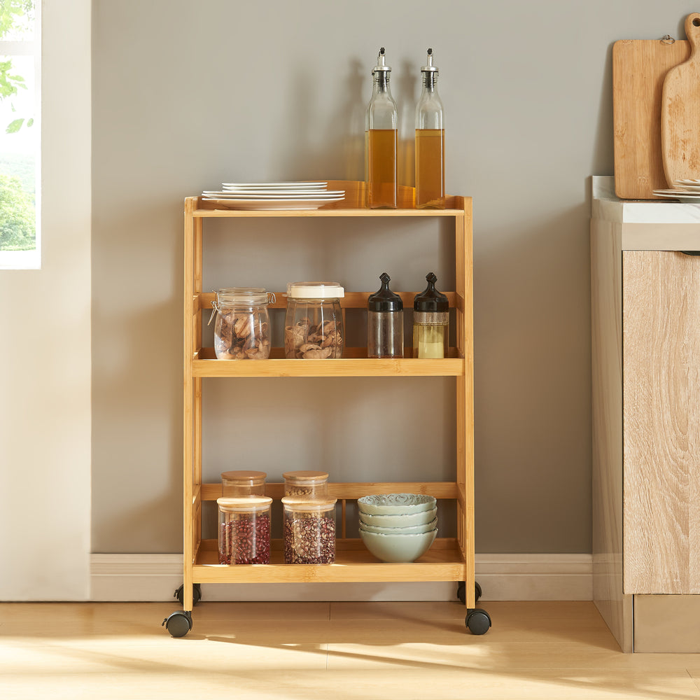 Wózek kelnerski Huddinge 80x53x30 cm bambus [en.casa] - premiumXL