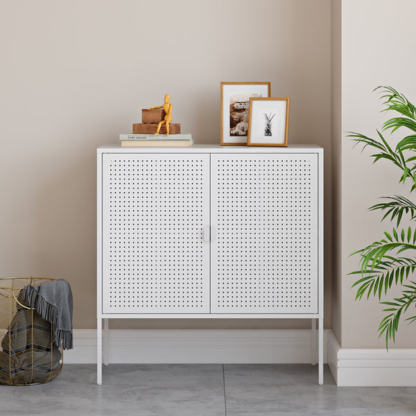 Sideboard Castelli 82,5 x 80 x 40 cm Biały Stal [en.casa]