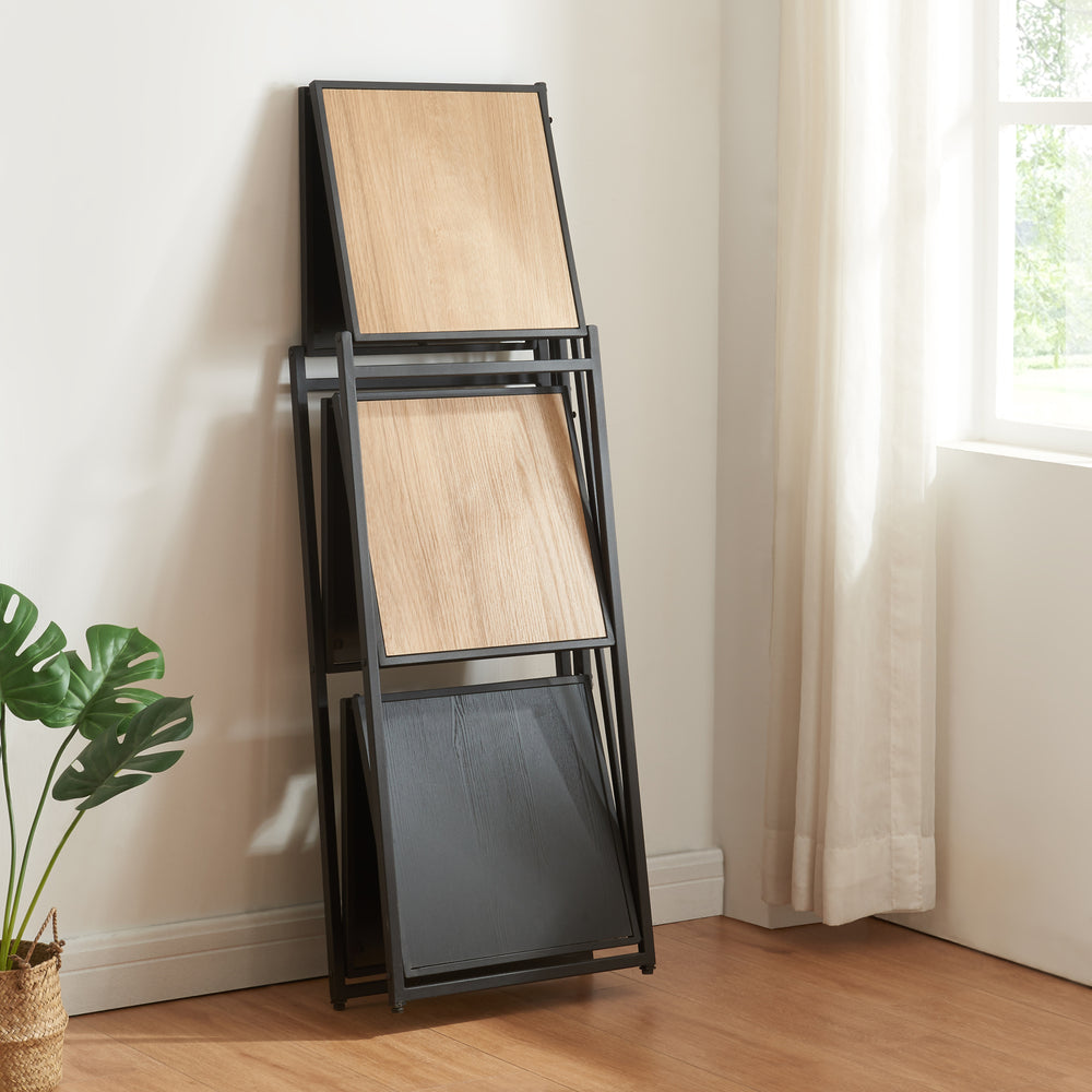 Regał składany Telemark 81x68x38 cm czarny/dąb - wygląd [en.casa] - premiumXL