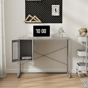 Biurko stalowe Sund 75x100x50 cm szare [en.casa]