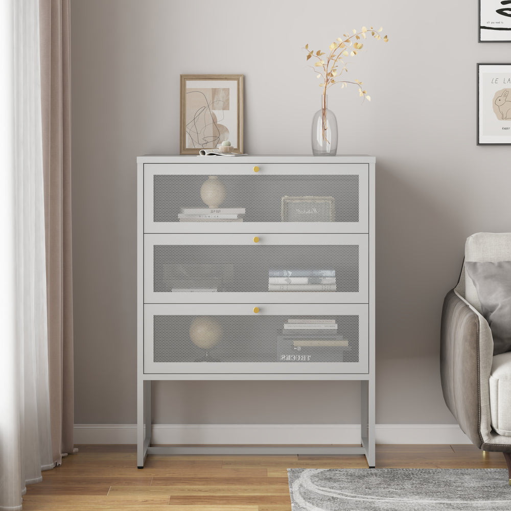 Szafka biurowa Sund z 3 szufladami 105x80x40 cm szara [en.casa] - premiumXL