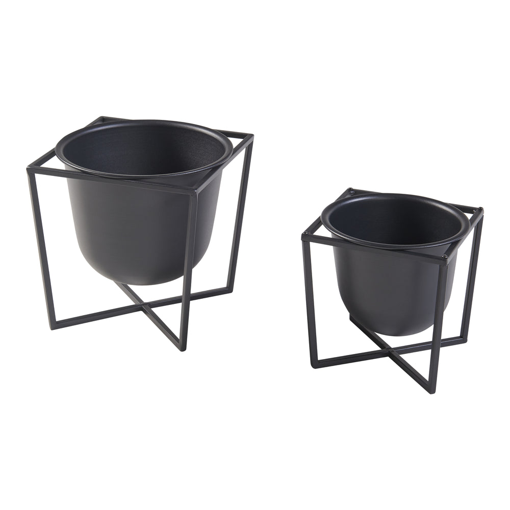 Stojak na rośliny Nordmaling zestaw 2 sztuk metal czarny [en.casa] - premiumXL