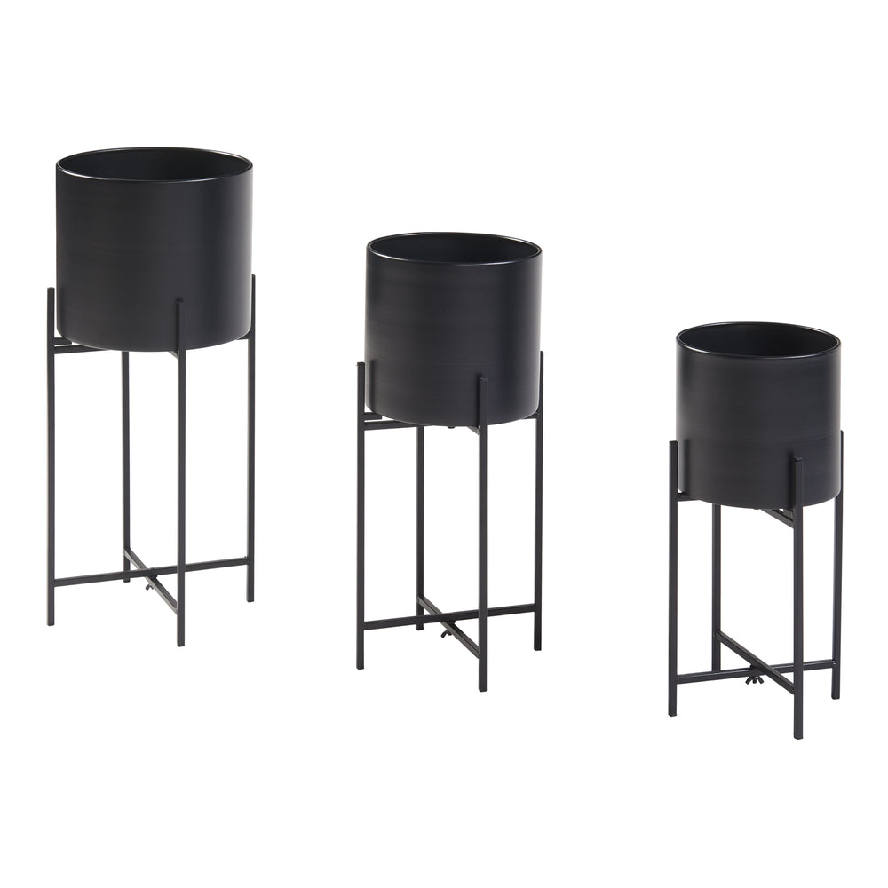 Stojaki na rośliny Orsa zestaw 3 sztuk metal czarny [en.casa] - premiumXL