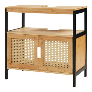 Szafka podumywalkowa Tervola 60x60x35 cm czarna/bambus [en.casa]