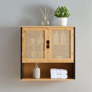 Szafka łazienkowa Tervola 60x60x20 cm czarna/bambus [en.casa]