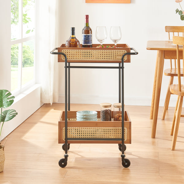 Tervola wózek do serwowania 81x61x39 cm rattan [en.casa]