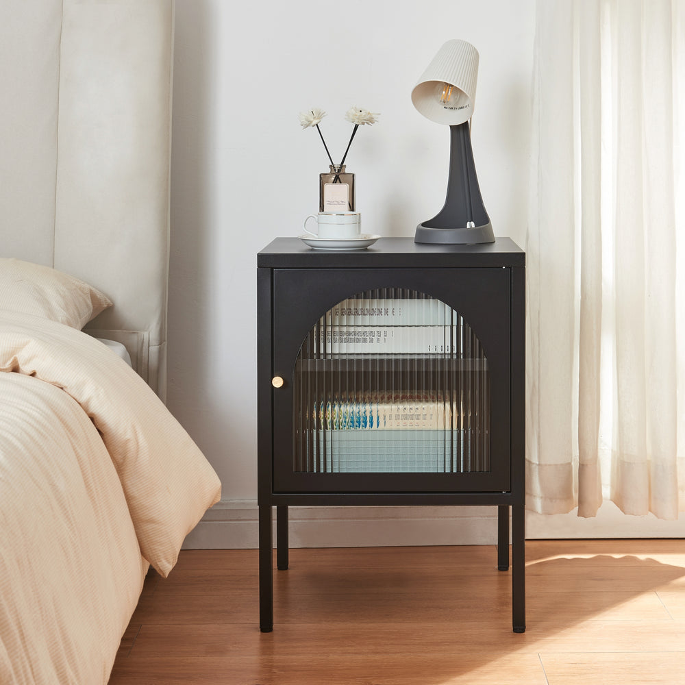 Szafka nocna Karlskrona 60x42,5x40 cm czarna, matowa [en.casa] - premiumXL