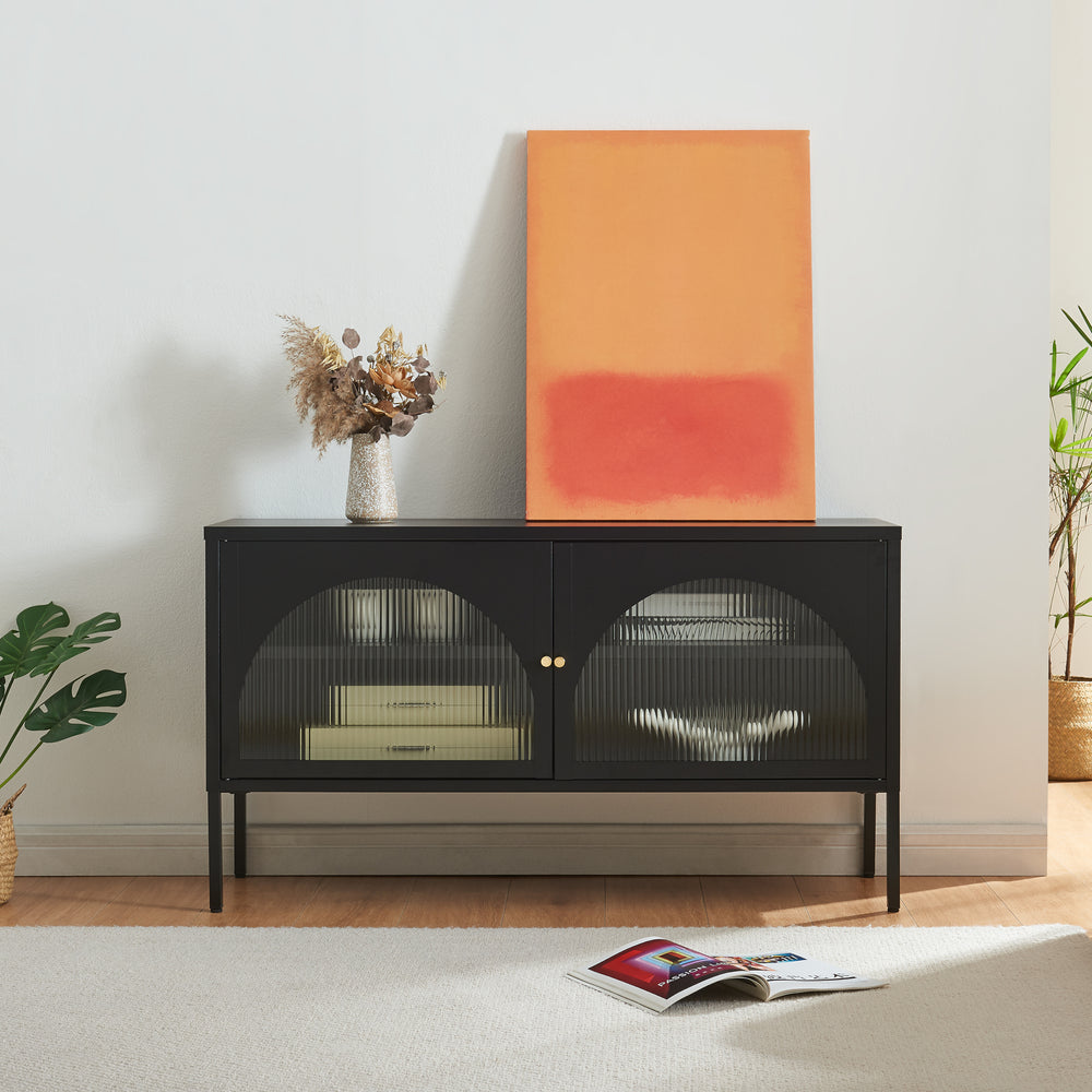 Szafka RTV Karlskrona 115x35x64 cm czarna, matowa [en.casa] - premiumXL