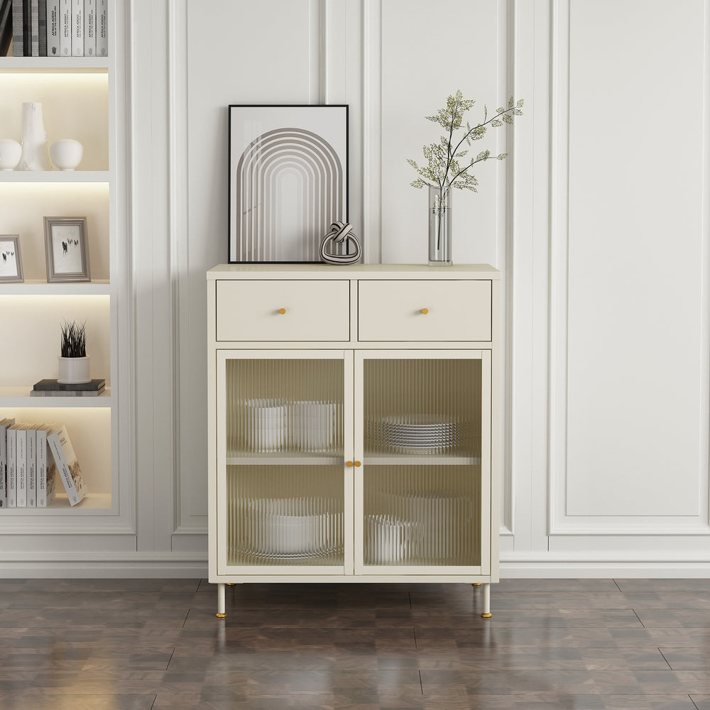 Komoda Lindau stal 97x80x40 cm kremowobiała [en.casa] - premiumXL